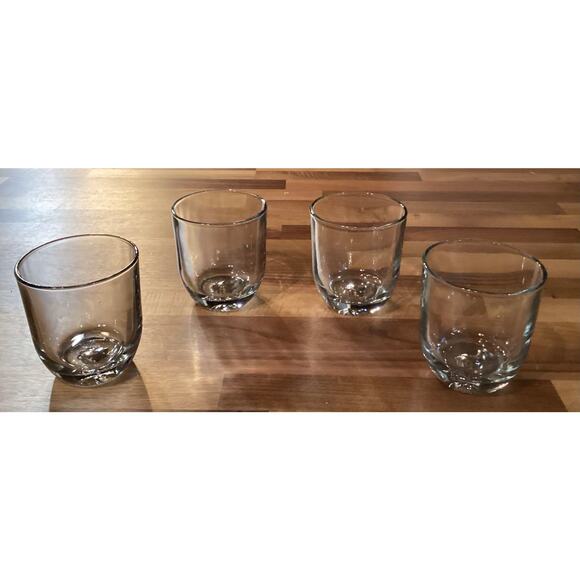 Vintage Roly Poly Clear Whiskey Glasses Molded Star Pattern on Bottom Set of 4 - Picture 9 of 12